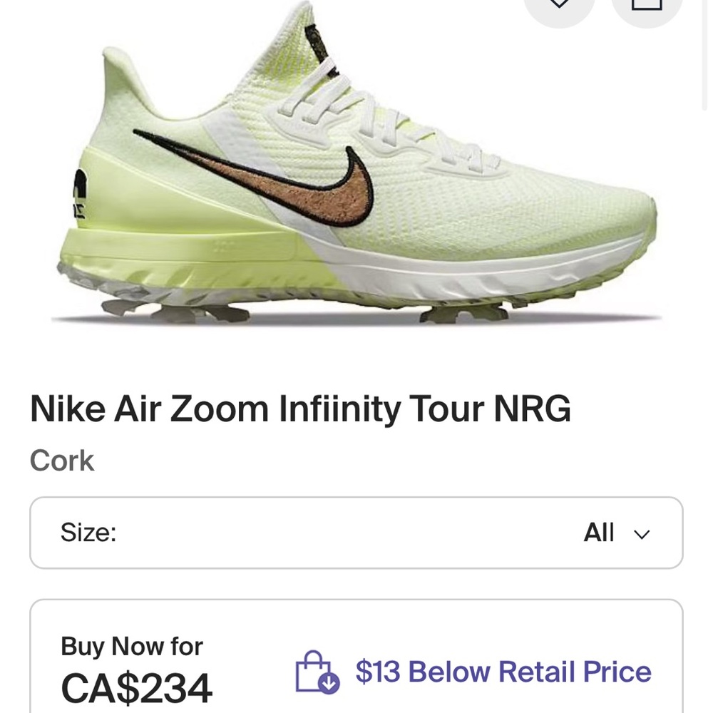 Men’s Golf: Nike Air Zoom Infiinity Tour NRG Cork